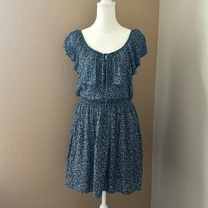 Blue floral print flowy dress